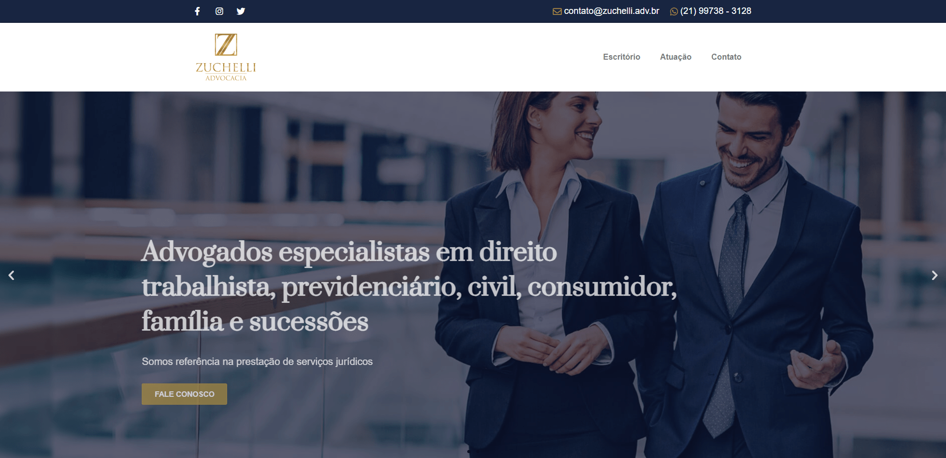Site One Page da Empresa Zuchelli Advocacia